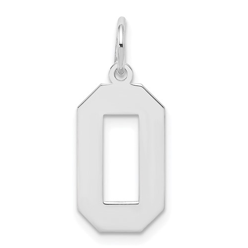 Sterling Silver Rhodium-plated Polished Number 0 Charm