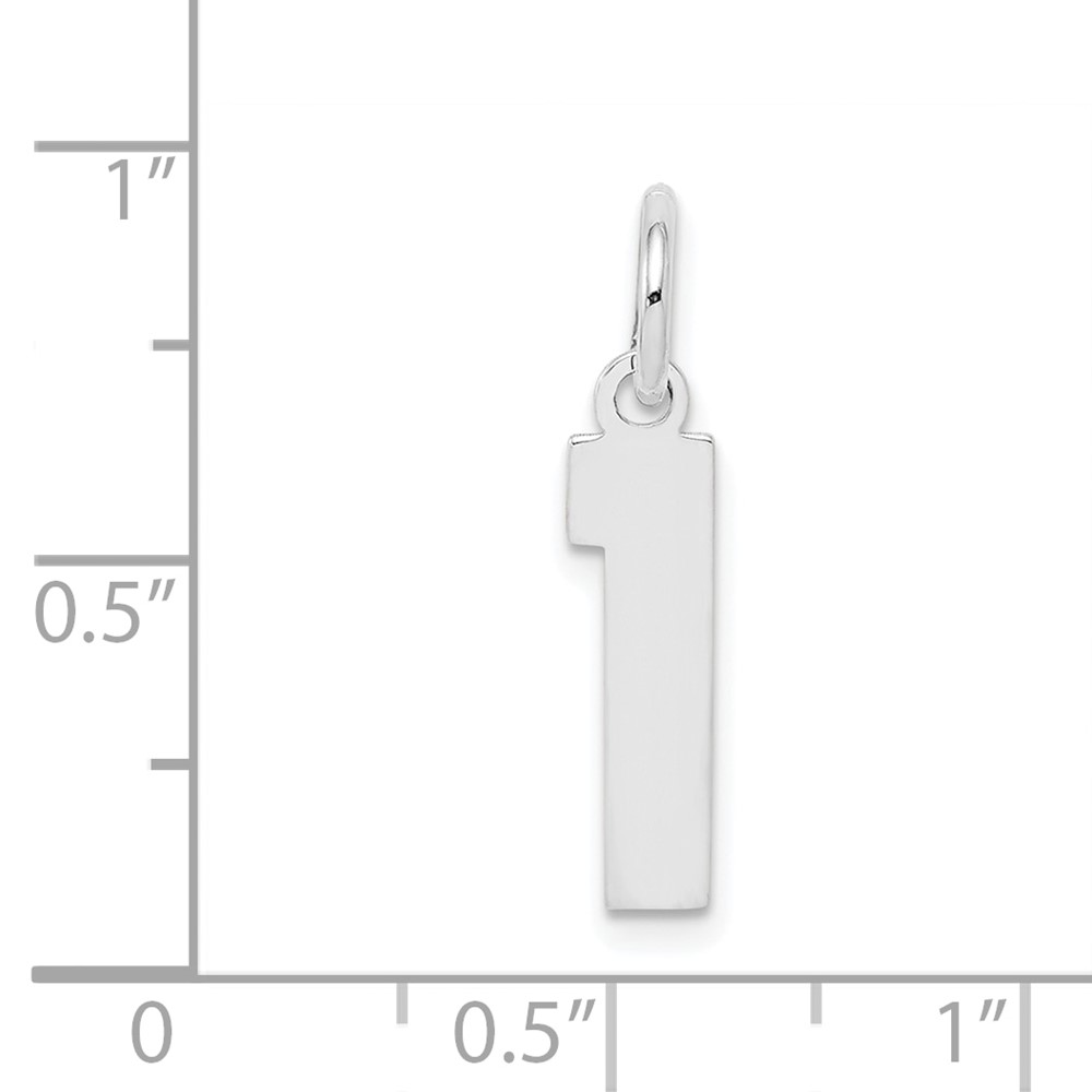 Sterling Silver/Rhodium-plated Polished Number 1 Charm (QMS01)