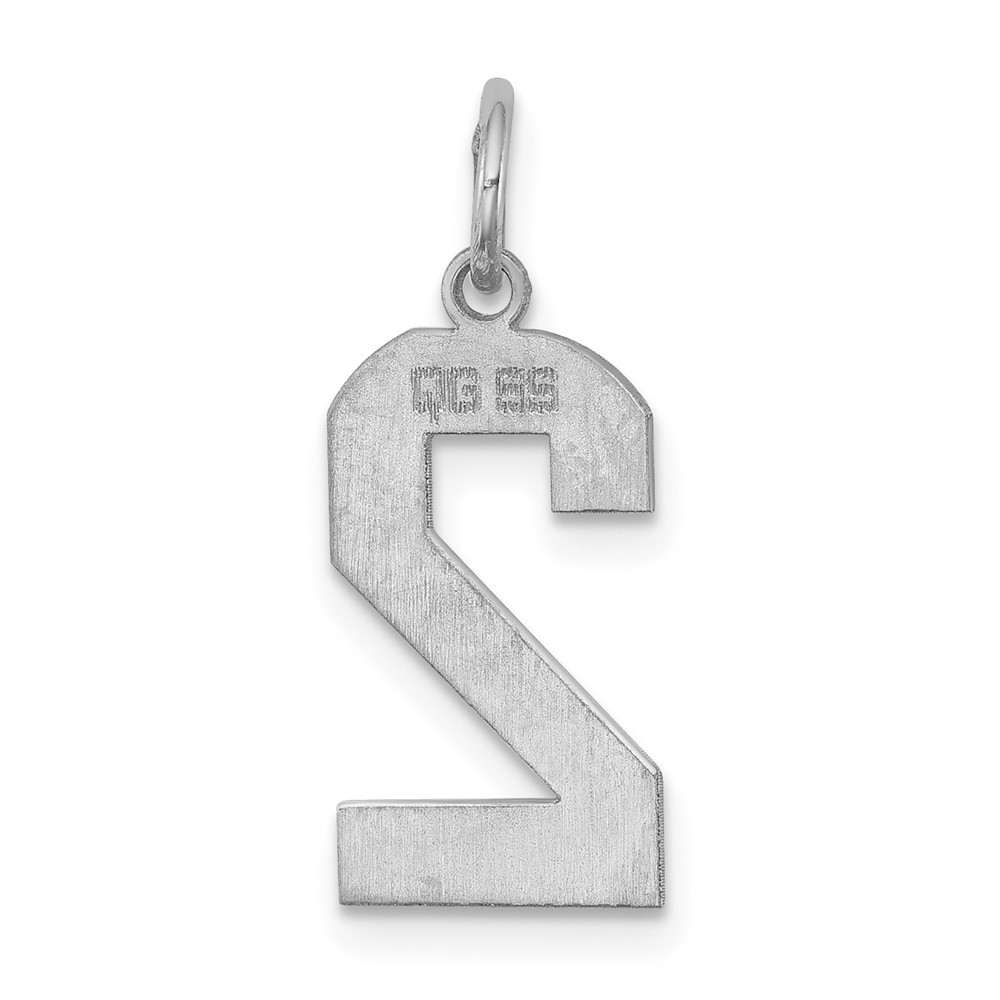 Sterling Silver/Rhodium-plated Polished Number 2 Charm (QMS02)