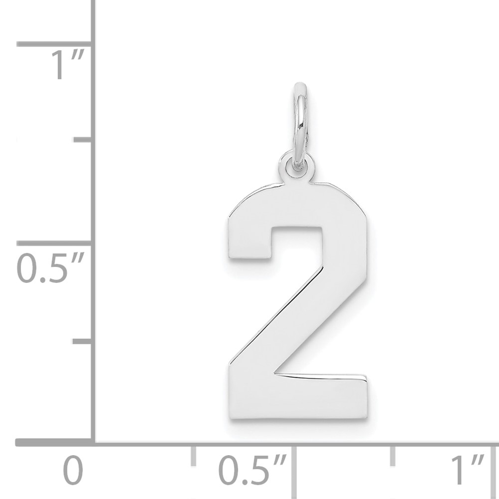Sterling Silver/Rhodium-plated Polished Number 2 Charm (QMS02)