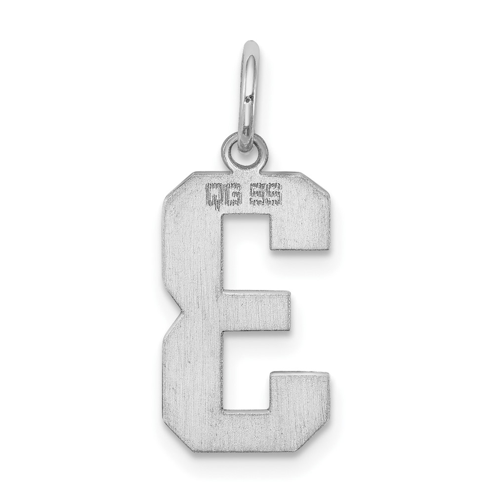 Sterling Silver/Rhodium-plated Polished Number 3 Charm (QMS03)