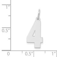 Sterling Silver Rhodium-plated Polished Number 4 Charm view 3