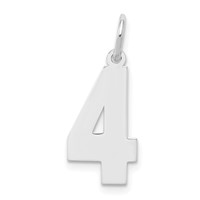 Sterling Silver Rhodium-plated Polished Number 4 Charm view 1