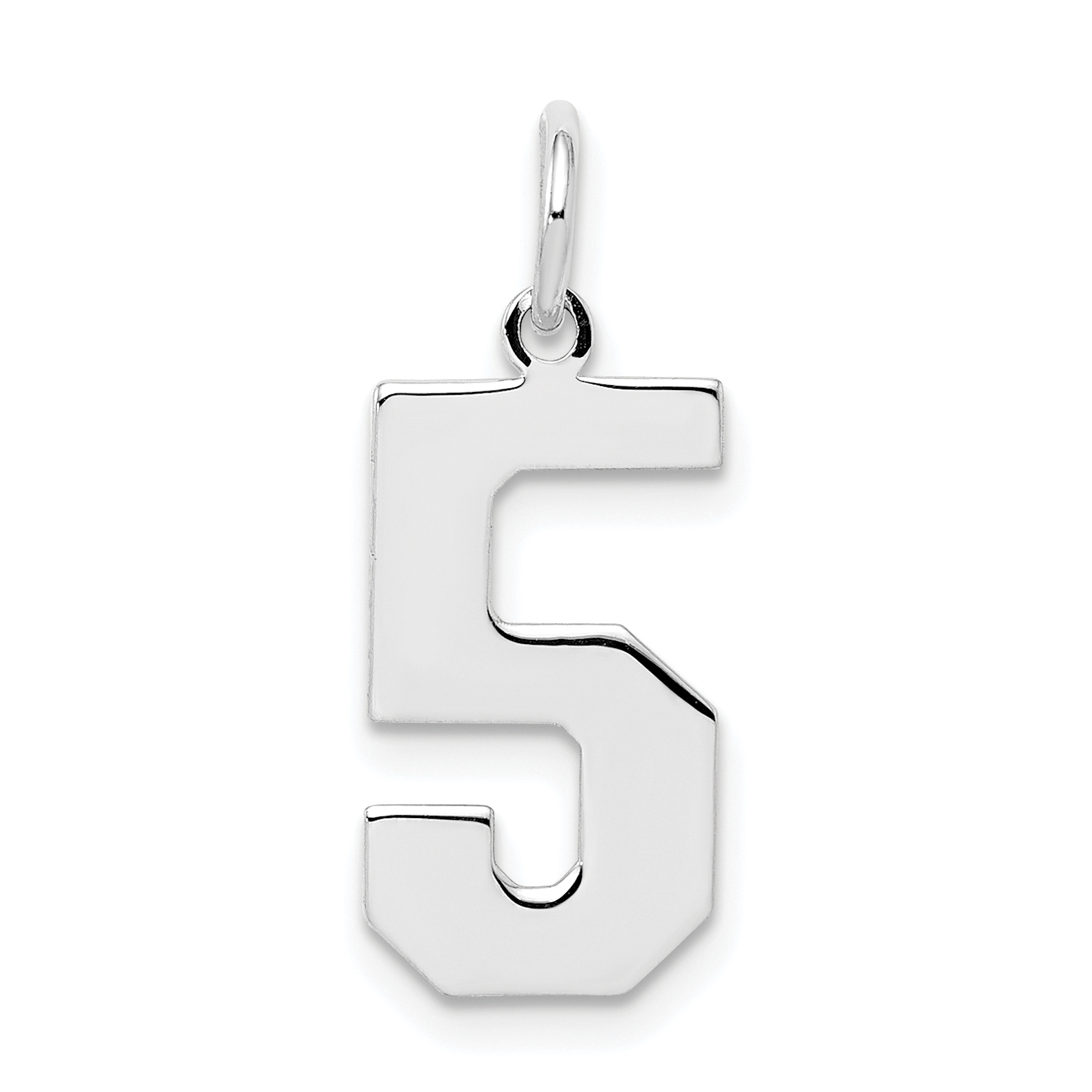 Sterling Silver/Rhodium-plated Polished Number 5 Charm (QMS05)