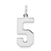 Sterling Silver Rhodium-plated Polished Number 5 Charm view 1