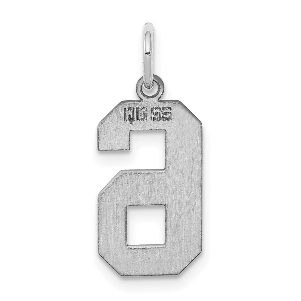 Sterling Silver/Rhodium-plated Polished Number 6 Charm (QMS06)