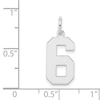Sterling Silver Rhodium-plated Polished Number 6 Charm view 3