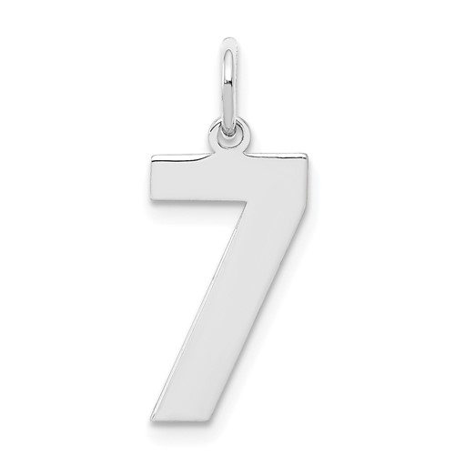 Sterling Silver Rhodium-plated Polished Number 7 Charm