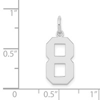 Sterling Silver Rhodium-plated Polished Number 8 Charm view 3