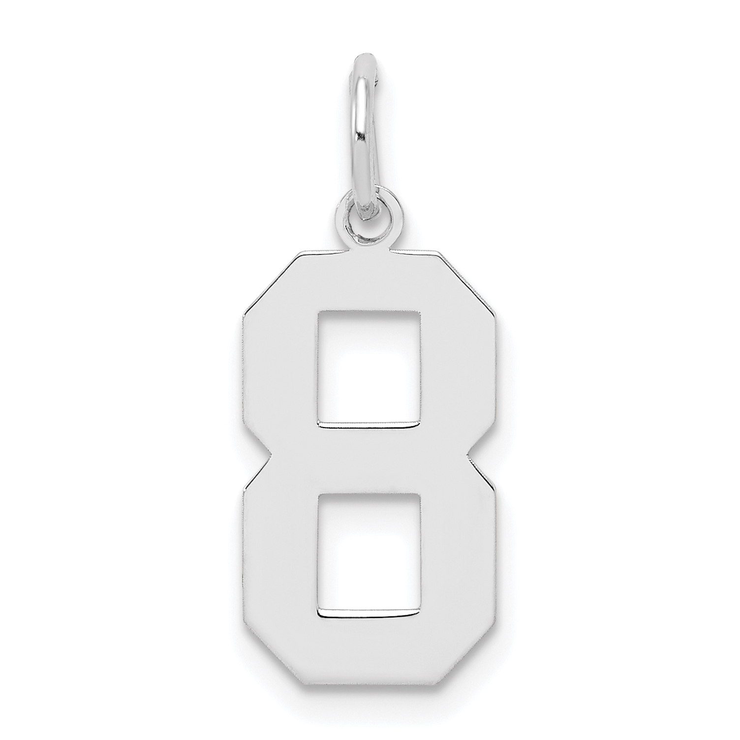 Sterling Silver/Rhodium-plated Polished Number 8 Charm (QMS08)