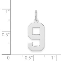 Sterling Silver Rhodium-plated Polished Number 9 Charm view 3