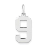 Sterling Silver Rhodium-plated Polished Number 9 Charm view 1