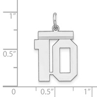 Sterling Silver Rhodium-plated Polished Number 10 Charm view 3