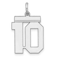 Sterling Silver Rhodium-plated Polished Number 10 Charm view 1
