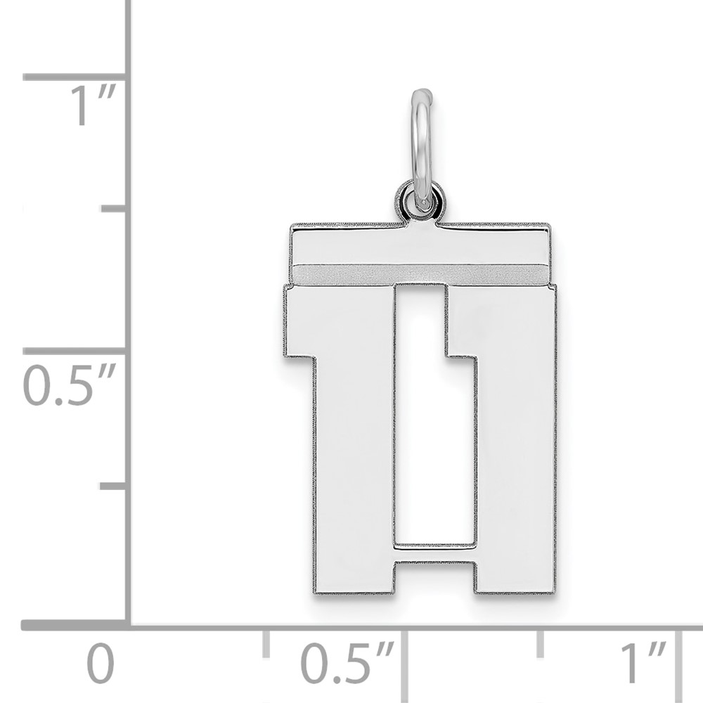 Sterling/Silver Rhodium-plated Polished Number 11 Charm (QMS11)