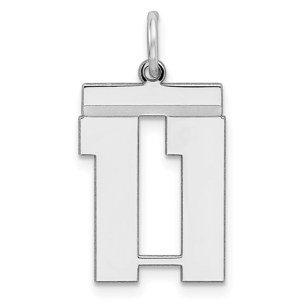 Sterling/Silver Rhodium-plated Polished Number 11 Charm (QMS11)
