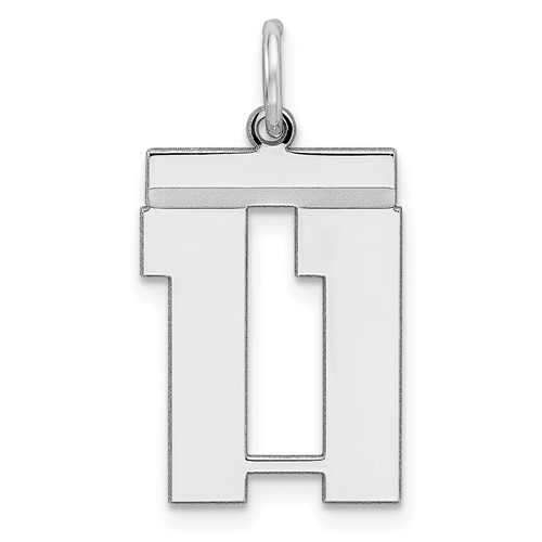 Sterling Silver Rhodium-plated Polished Number 11 Charm