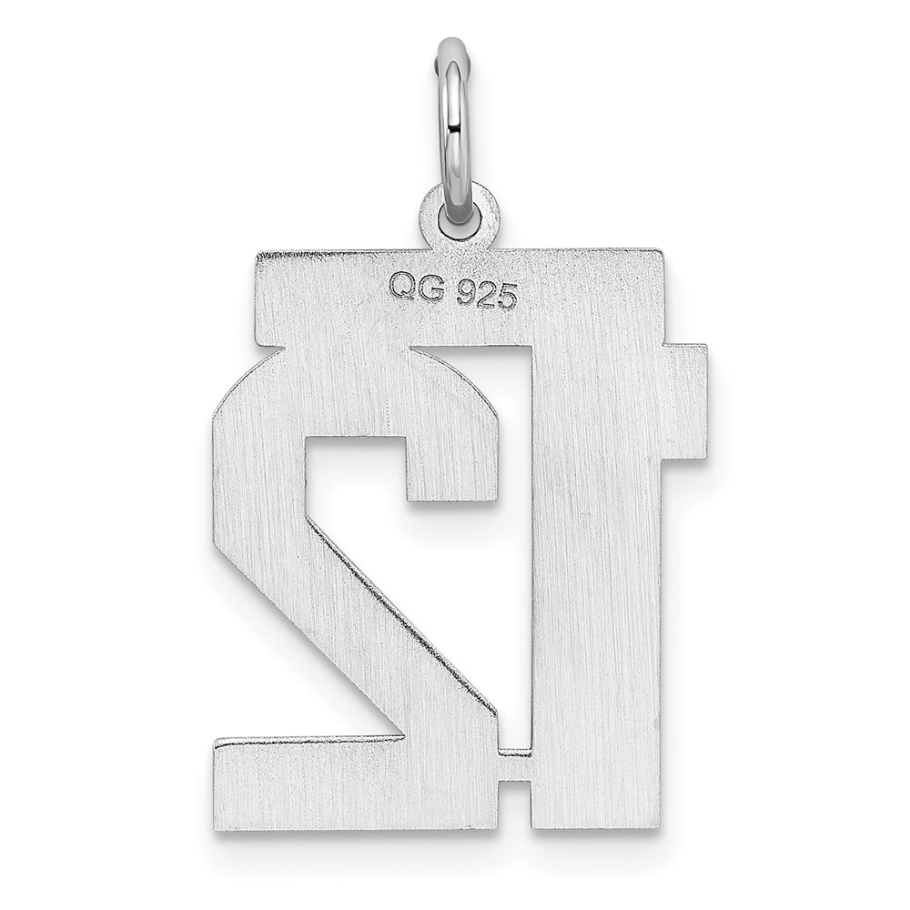 Sterling/Silver Rhodium-plated Polished Number 12 Charm (QMS12)