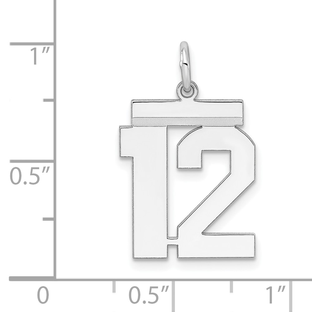 Sterling/Silver Rhodium-plated Polished Number 12 Charm (QMS12)