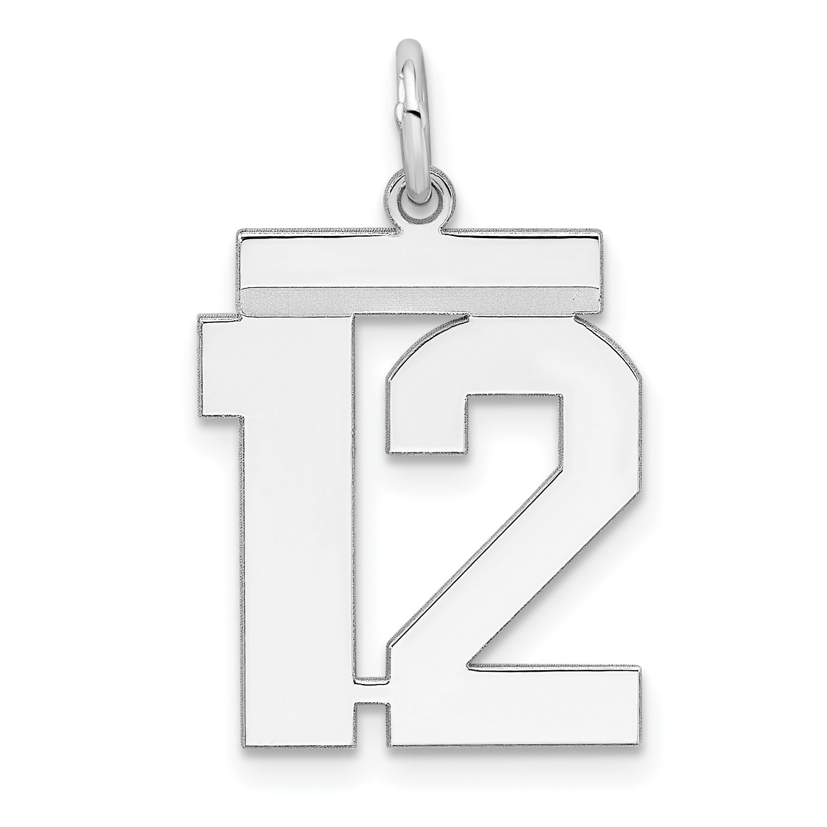 Sterling/Silver Rhodium-plated Polished Number 12 Charm (QMS12)