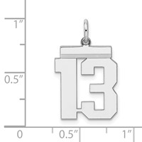 Sterling Silver Rhodium-plated Polished Number 13 Charm view 3