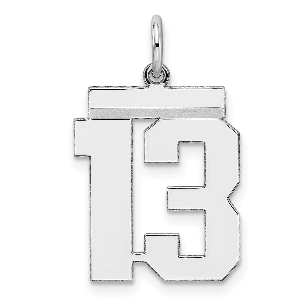 Sterling Silver Rhodium-plated Polished Number 13 Charm