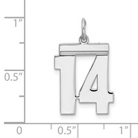 Sterling Silver Rhodium-plated Polished Number 14 Charm view 3