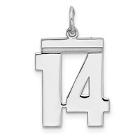 Sterling Silver Rhodium-plated Polished Number 14 Charm view 1