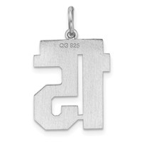 Sterling Silver Rhodium-plated Polished Number 15 Charm view 4