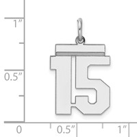 Sterling Silver Rhodium-plated Polished Number 15 Charm view 3
