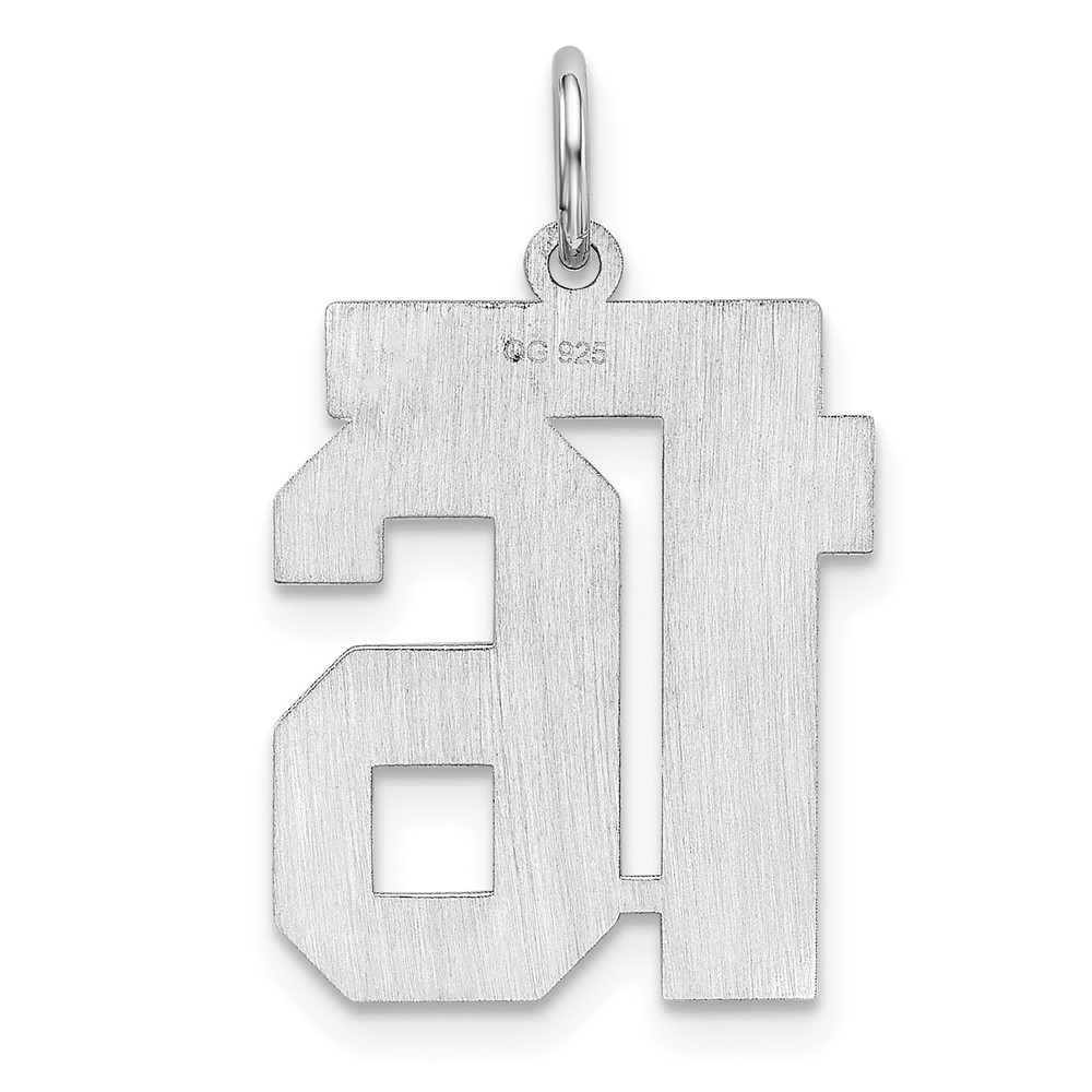 Sterling/Silver Rhodium-plated Polished Number 16 Charm (QMS16)