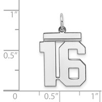 Sterling Silver Rhodium-plated Polished Number 16 Charm view 3
