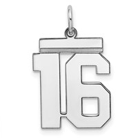 Sterling Silver Rhodium-plated Polished Number 16 Charm view 1