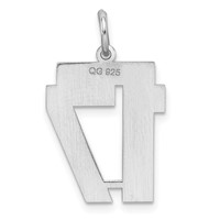 Sterling Silver Rhodium-plated Polished Number 17 Charm view 4