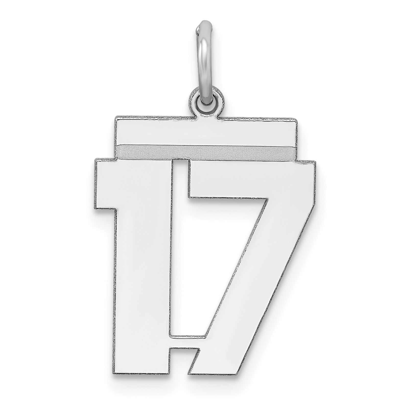 Sterling/Silver Rhodium-plated Polished Number 17 Charm (QMS17)