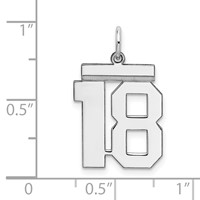 Sterling Silver Rhodium-plated Polished Number 18 Charm view 3