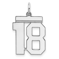 Sterling Silver Rhodium-plated Polished Number 18 Charm view 1
