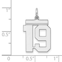 Sterling Silver Rhodium-plated Polished Number 19 Charm view 3