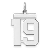 Sterling Silver Rhodium-plated Polished Number 19 Charm view 1