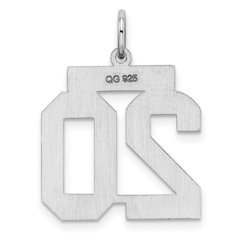 Sterling/Silver Rhodium-plated Polished Number 20 Charm (QMS20)