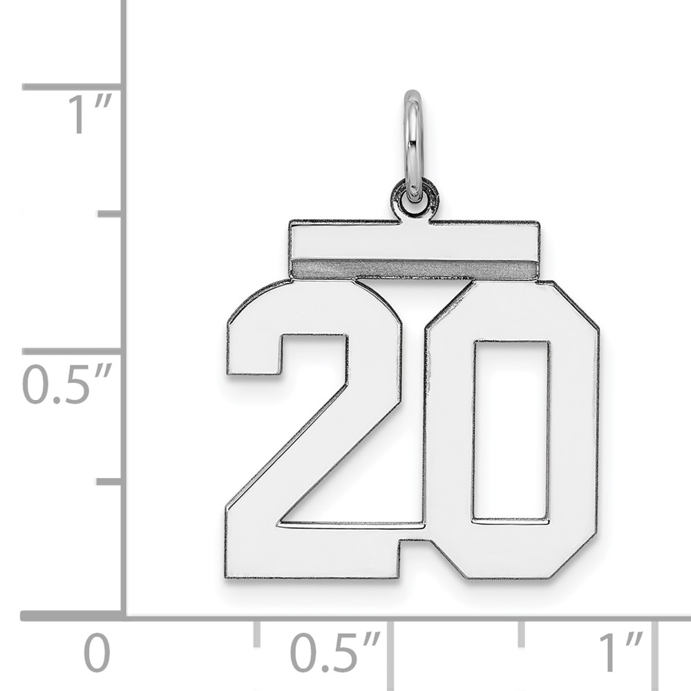 Sterling/Silver Rhodium-plated Polished Number 20 Charm (QMS20)