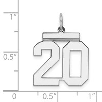 Sterling Silver Rhodium-plated Polished Number 20 Charm view 4
