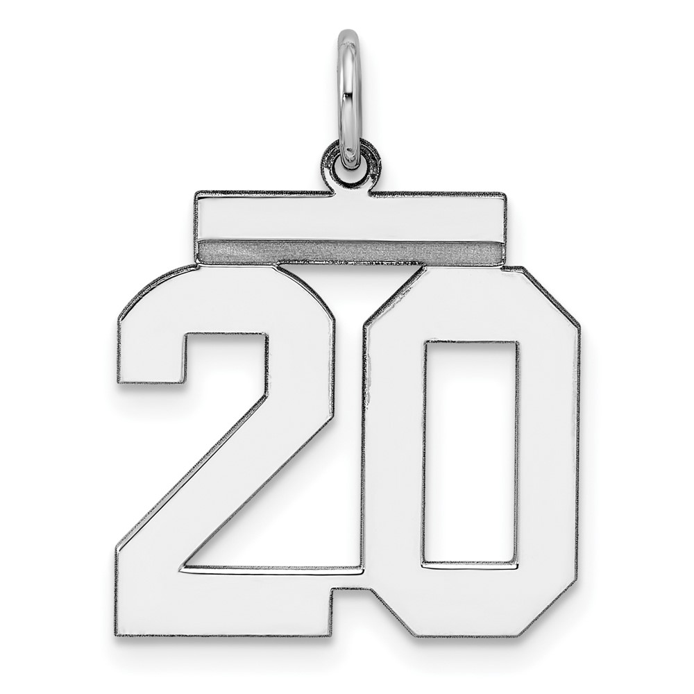 Sterling/Silver Rhodium-plated Polished Number 20 Charm (QMS20)