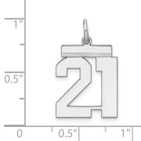 Sterling Silver Rhodium-plated Polished Number 21 Charm view 3