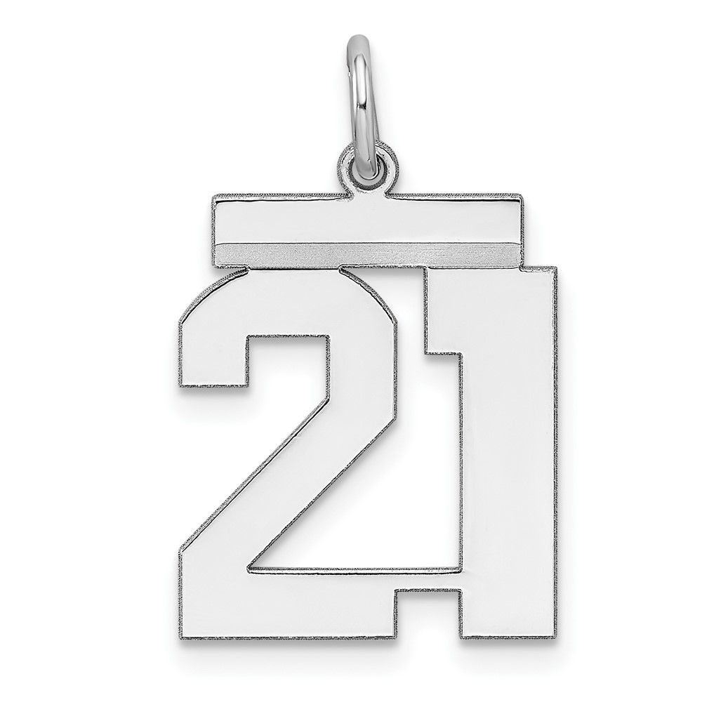 Sterling Silver Rhodium-plated Polished Number 21 Charm