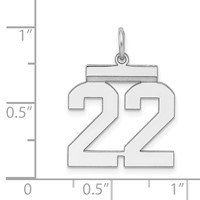 Sterling Silver Rhodium-plated Polished Number 22 Charm view 3