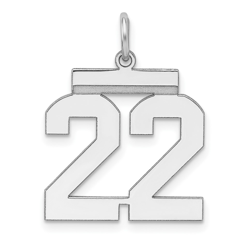 Sterling Silver Rhodium-plated Polished Number 22 Charm