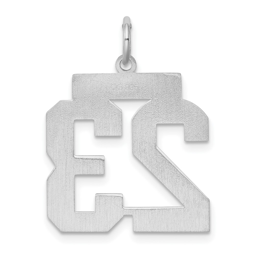 Sterling Silver/Rhodium-plated Polished Number 23 Charm (QMS23)