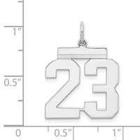 Sterling Silver Rhodium-plated Polished Number 23 Charm view 3