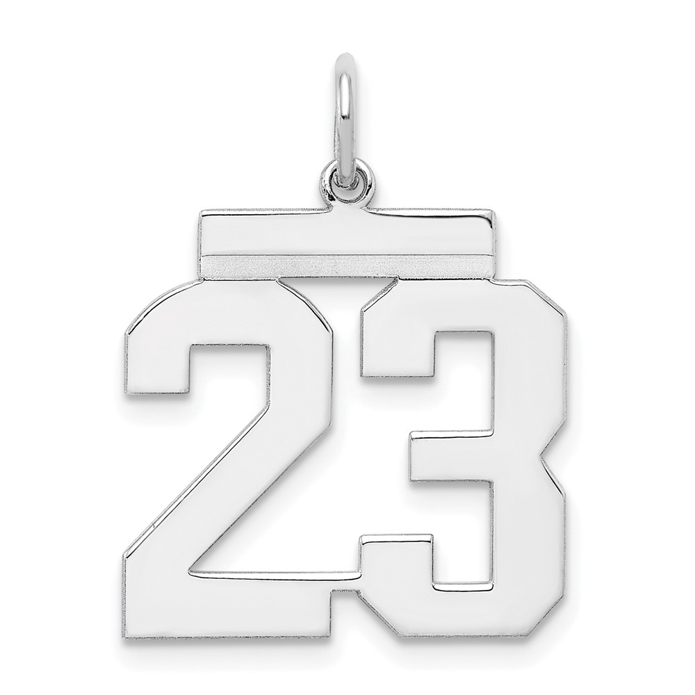 Sterling Silver/Rhodium-plated Polished Number 23 Charm (QMS23)